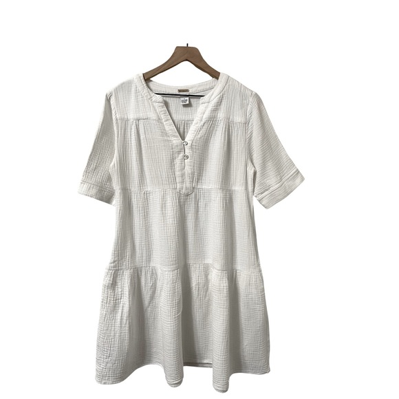 Magaschoni Dresses & Skirts - Magaschoni White Organic Cotton Relaxed Flare Dress Size Medium